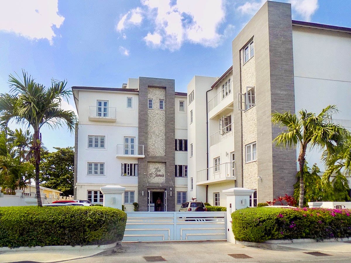 Entrance to the condo with the 1-bedroom shown on the right side