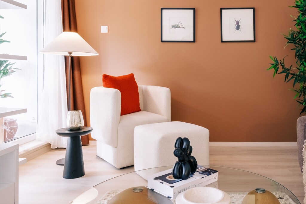 Our living room boasts a blend of modern aesthetics and functionality, a place where everyone feels welcome.