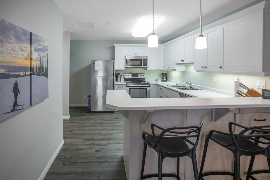 Located down the hall to the left will be the main bathroom.