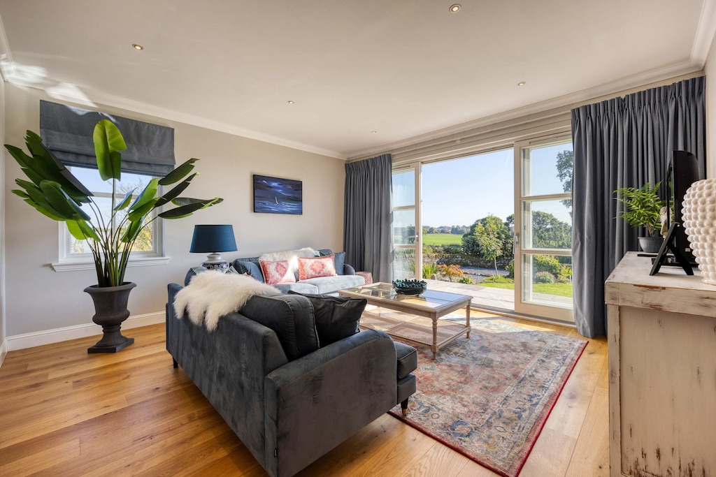 Living room with garden views
