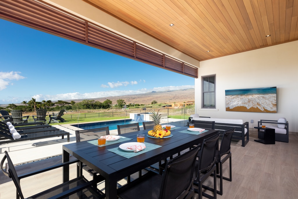 Spacious covered lanai provides a great place for the whole family to hang out
