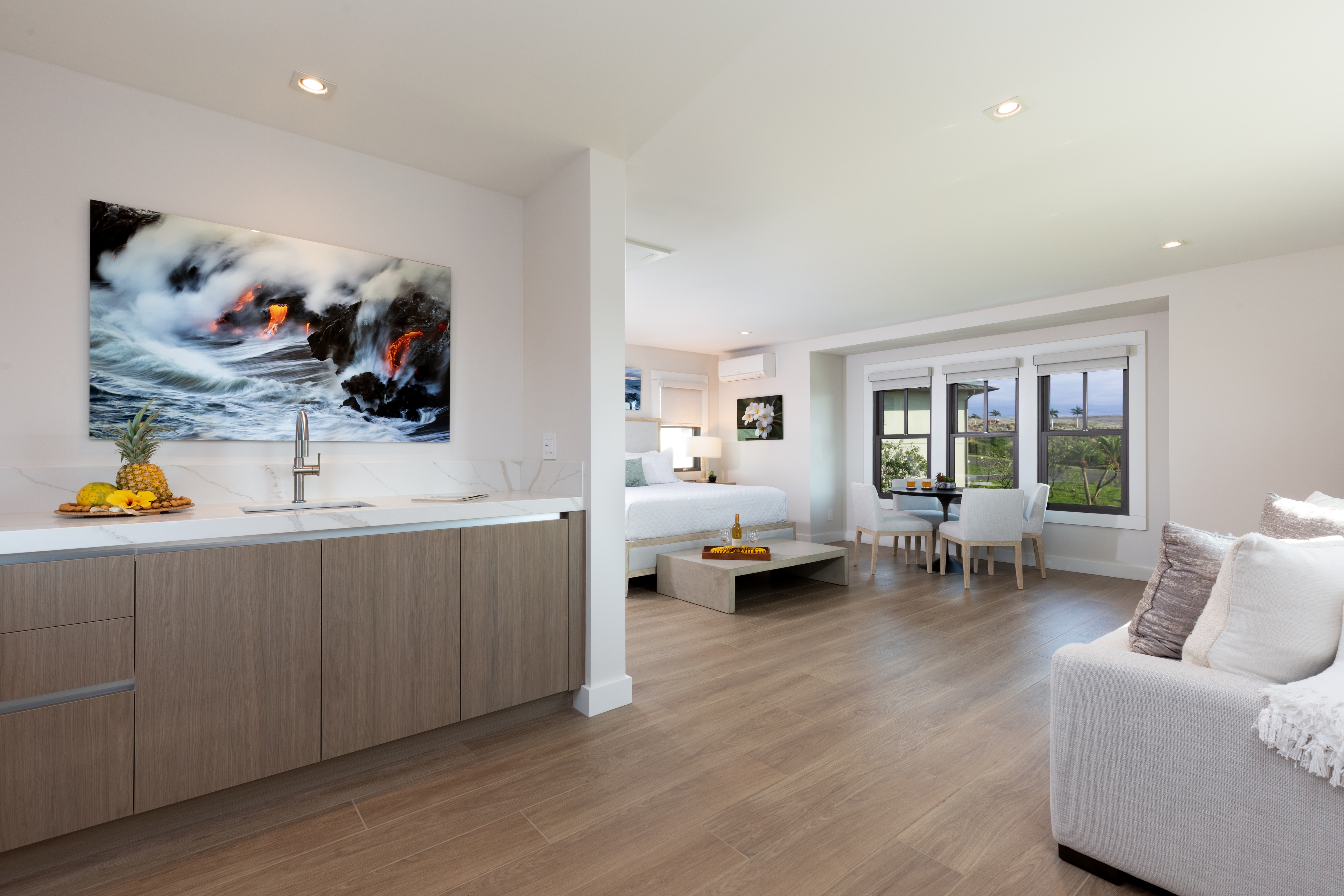 Private Ohana suite with queen sleeper sofa and kitchenette