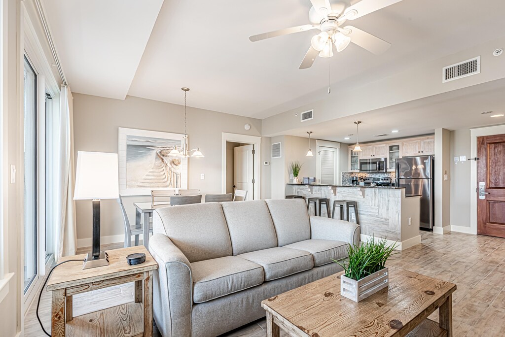 Open Concept Living, Dining & Kitchen