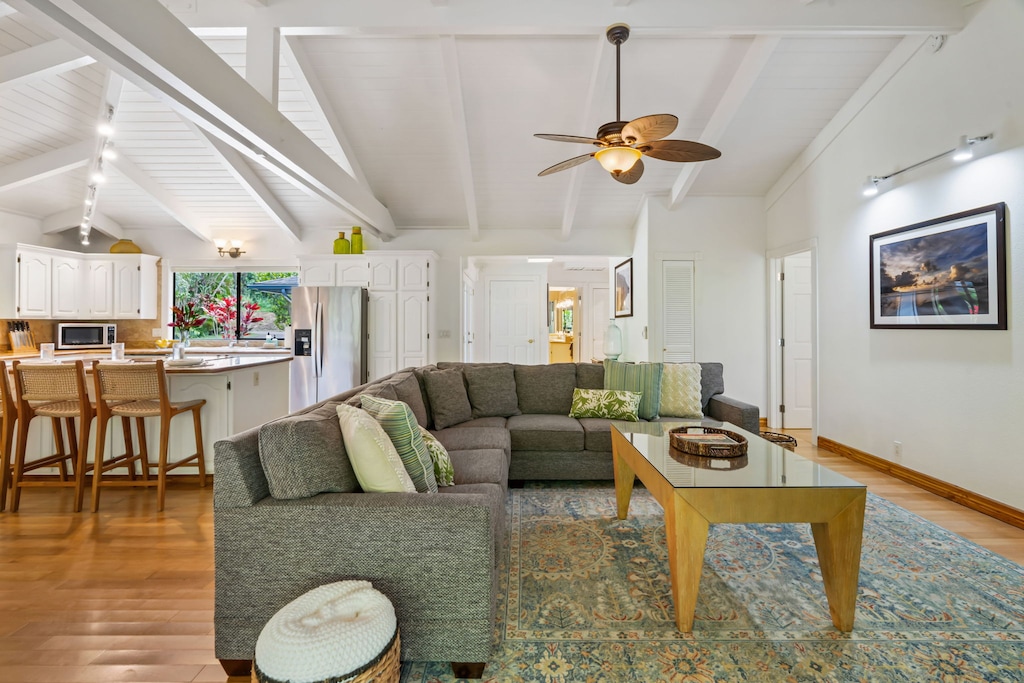 Living room, Kitchen and Dining in one space
