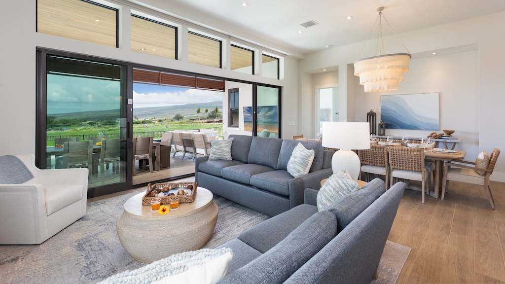 Open concept living dining and kitchen area