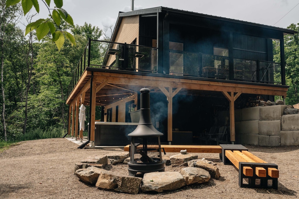 Outdoor wood-burning firepit for cozy evenings under the stars