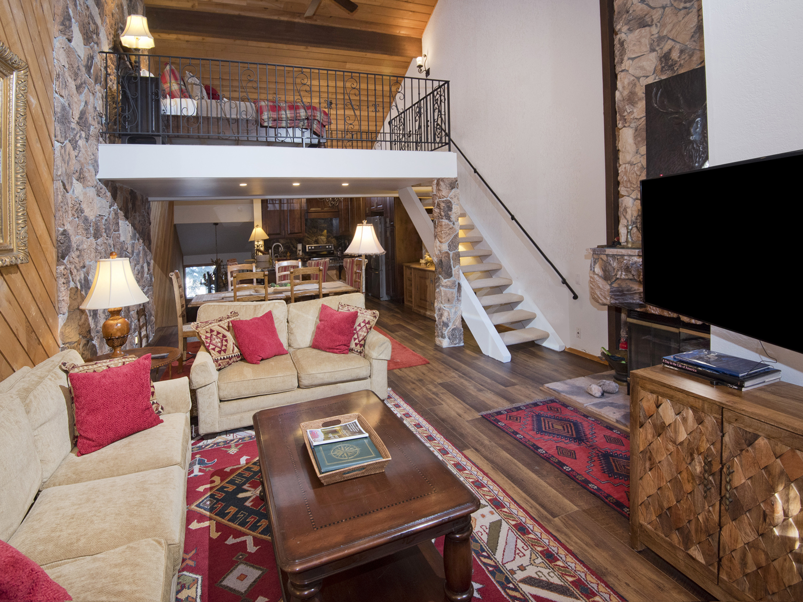 Living Room w/ Wood Burning Fireplace