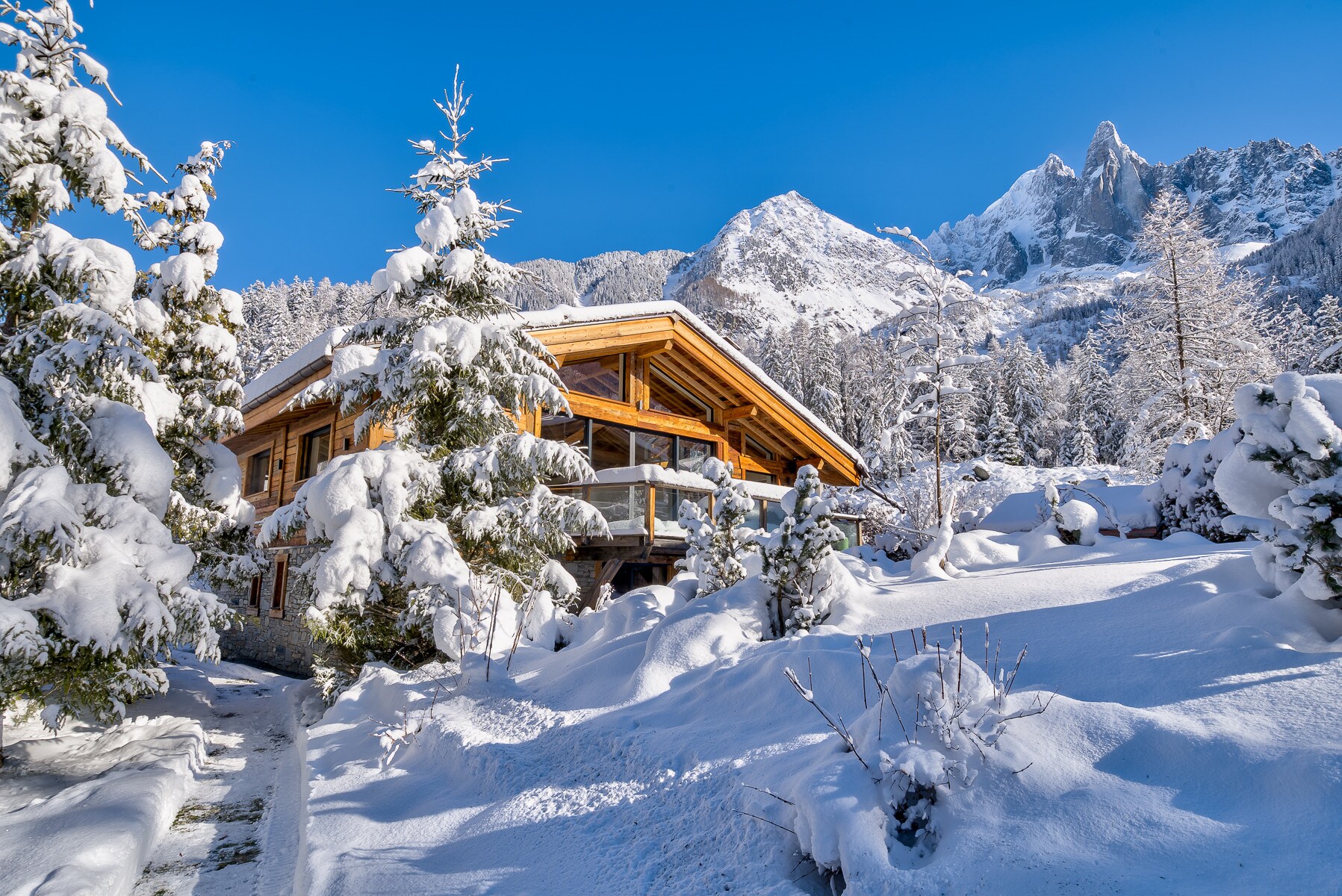 Chalet Black Stone with beautiful mountain backdrop