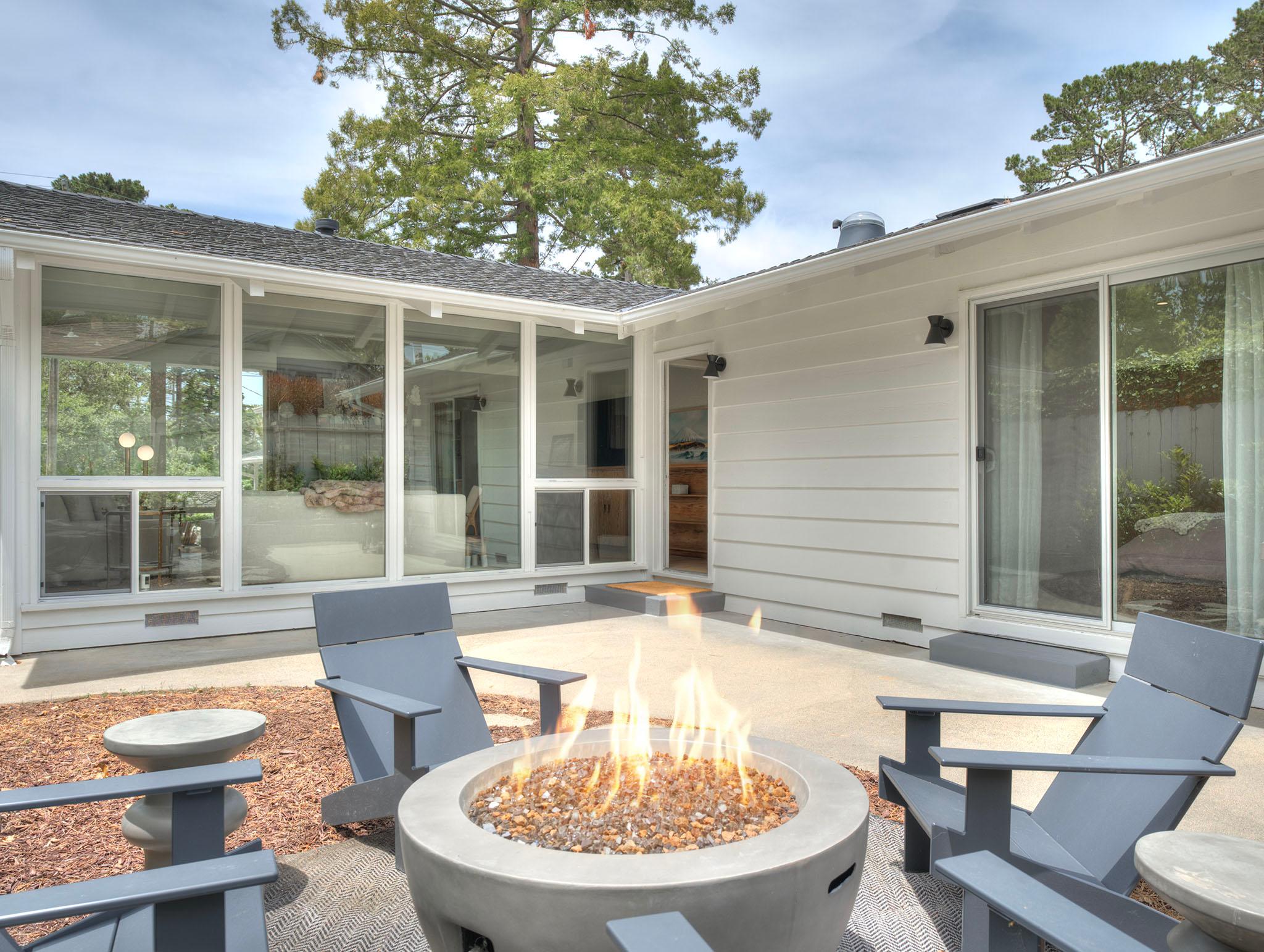 Backyard Patio with Seating and a Fire Pit