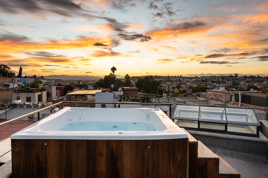 Private rooftop with hot tub and panoramic sunset views