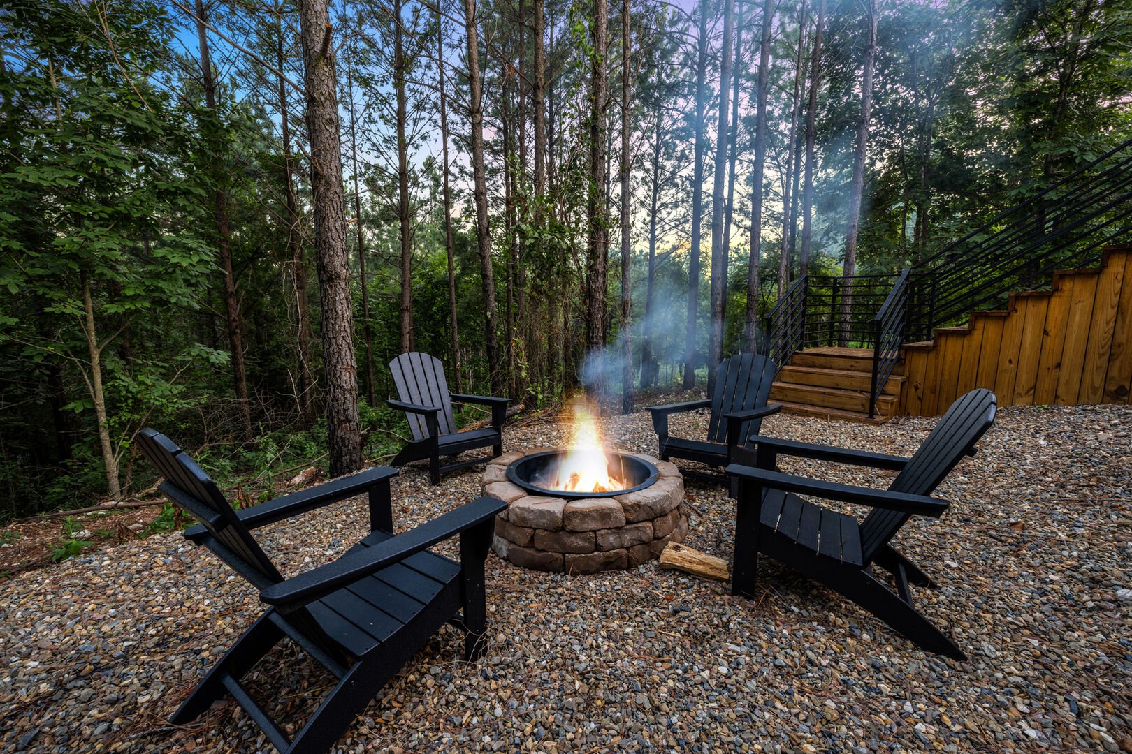 Fire pit with firewood provided