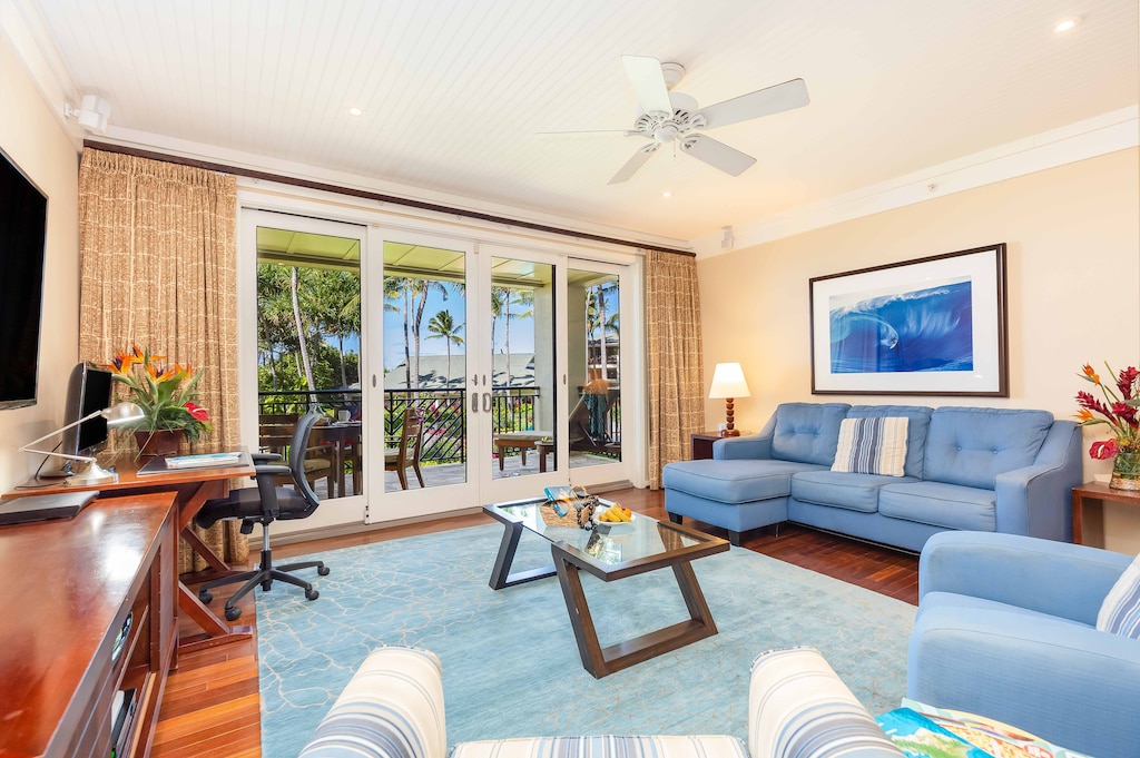 This residence provides the ideal balance of privacy and shared spaces for enjoying quality vacation time together.