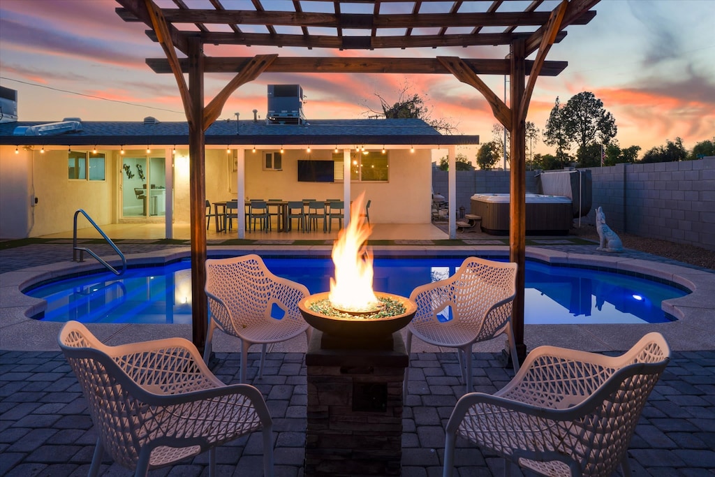 Gather around the firepit for cozy nights by the pool, where relaxation meets serenity.
