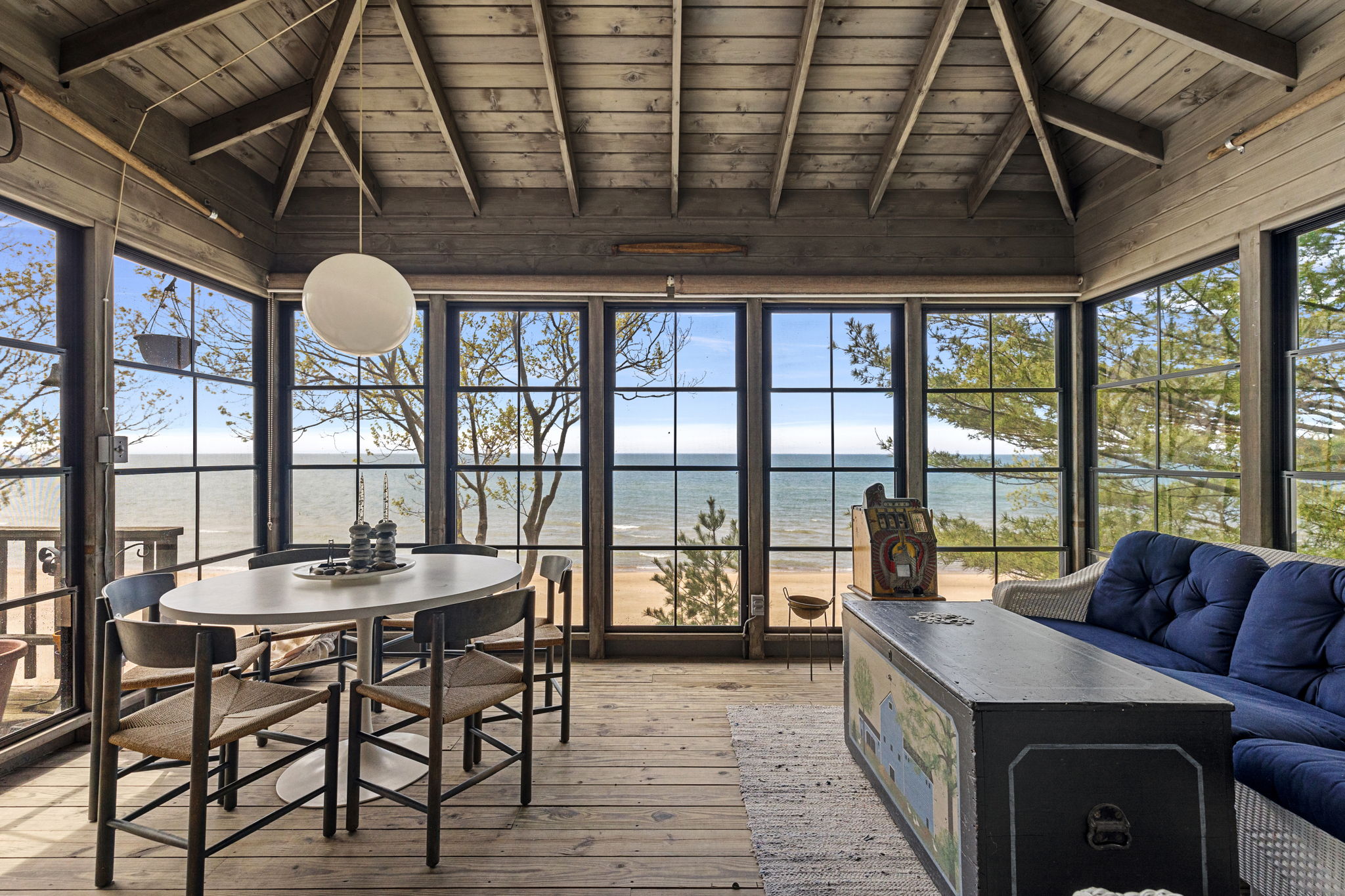 Surrounded by windows + terrific views of Lake Michigan - a 3-Seasons room WOW!