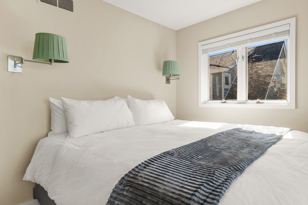 Bedroom 2 is on the upper level & has a king-sized bed.