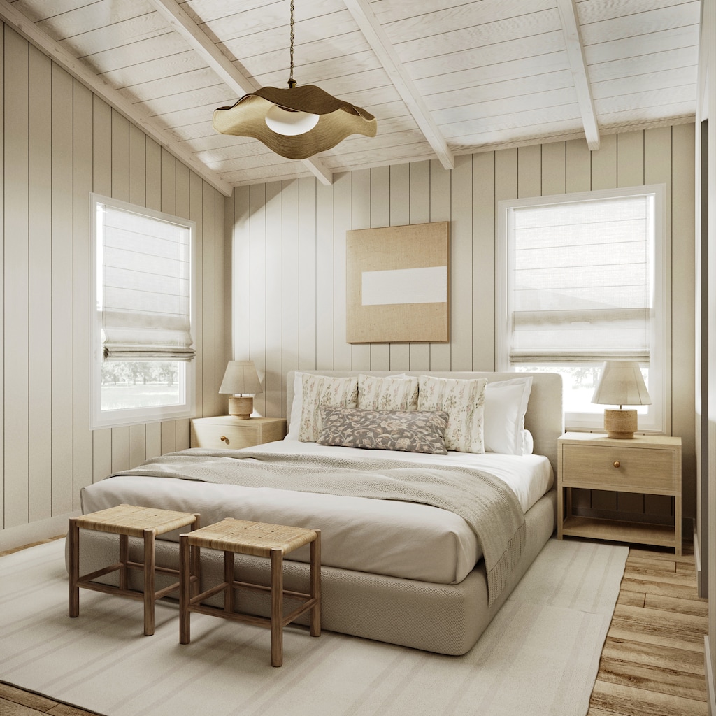 Bedroom 1 has a king-size bed.