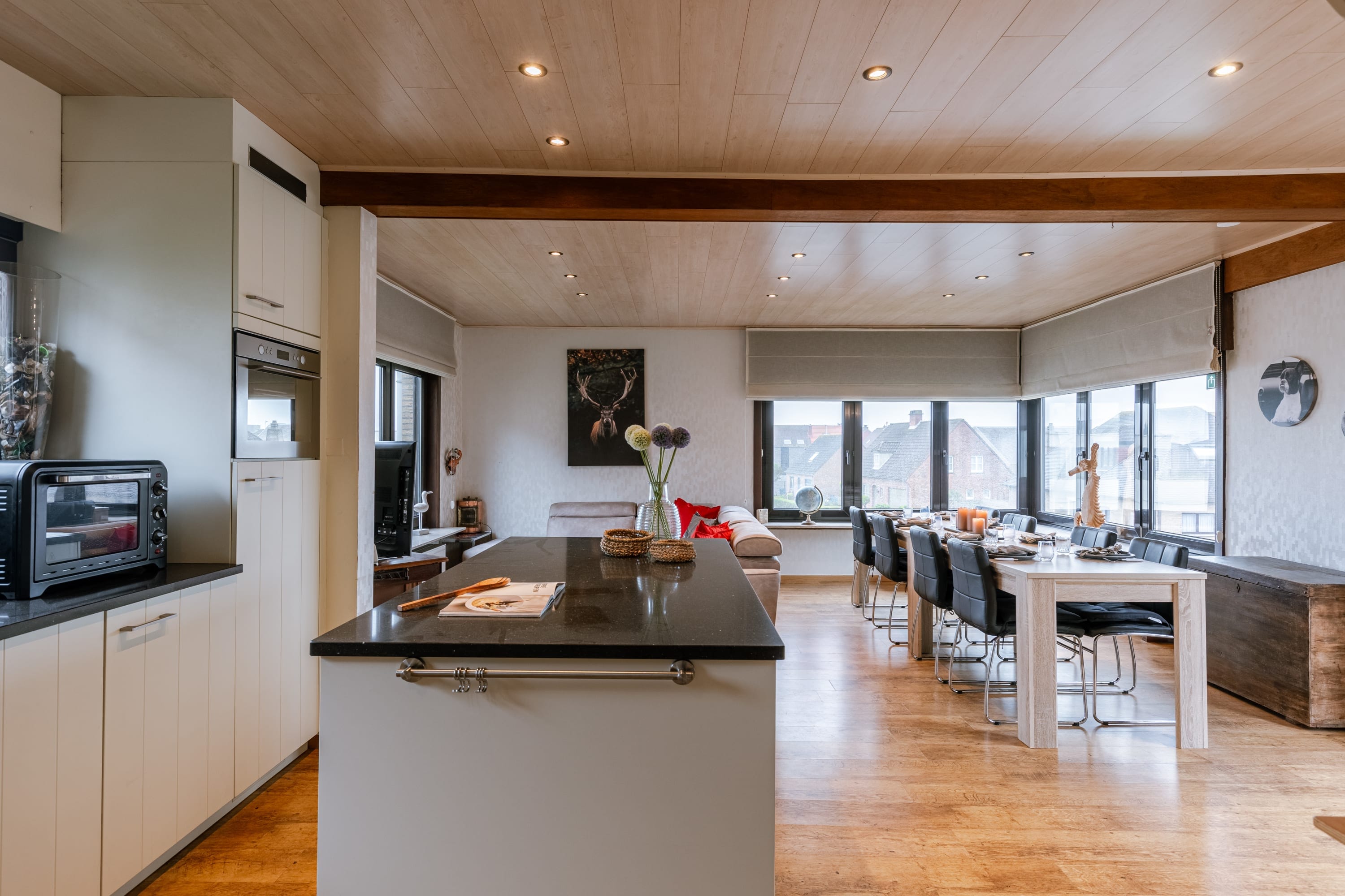 Bright living area with open kitchen