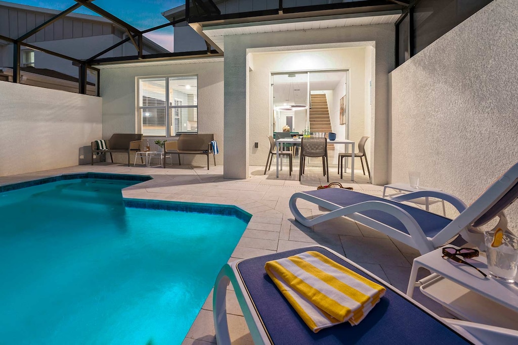 Private Pool & Patio at Twilight