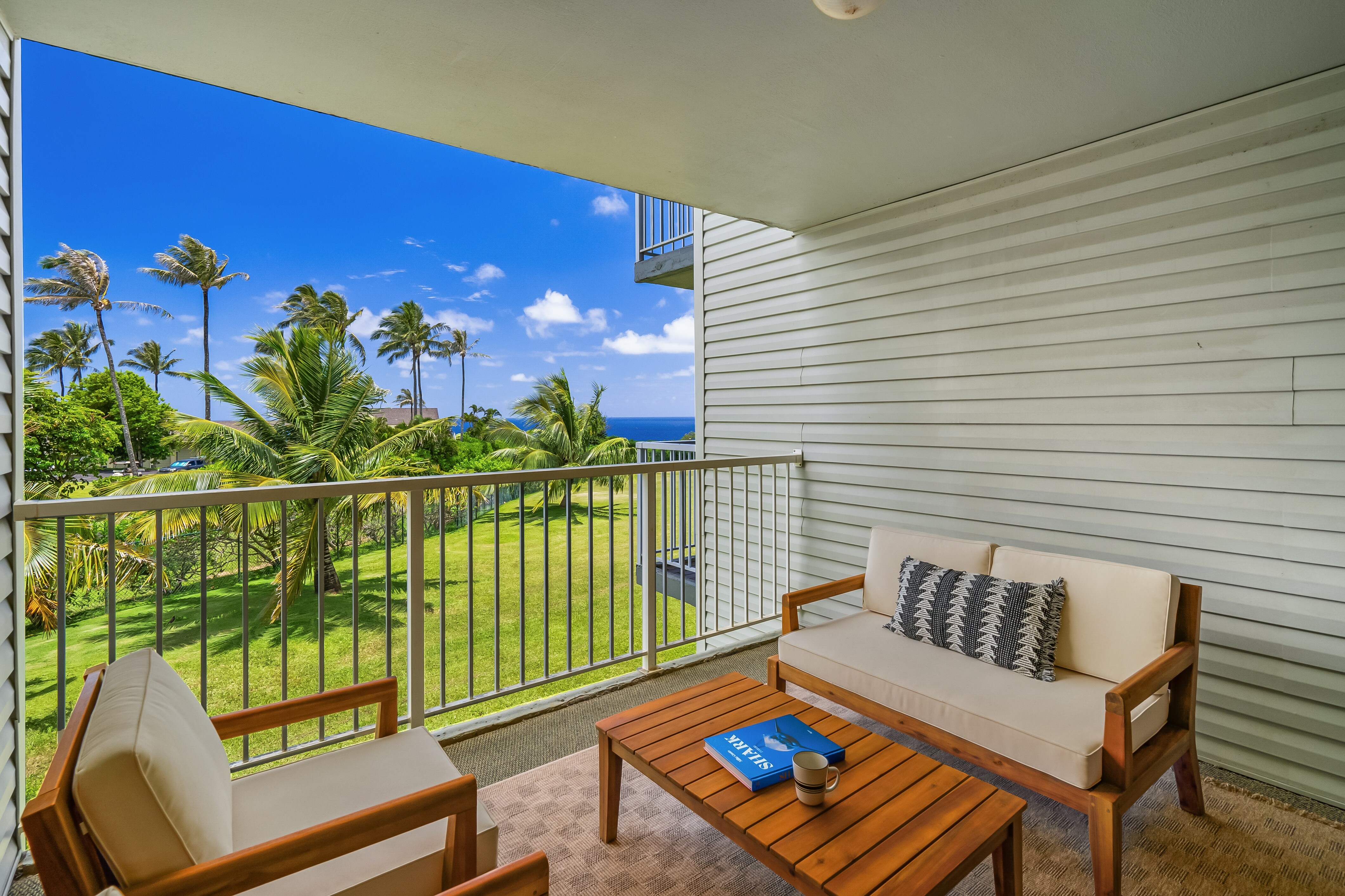 Perfect for morning coffee, sunset cocktails, or simply relaxing with a good book, this serene space offers a front-row seat to the beauty of the coastline.