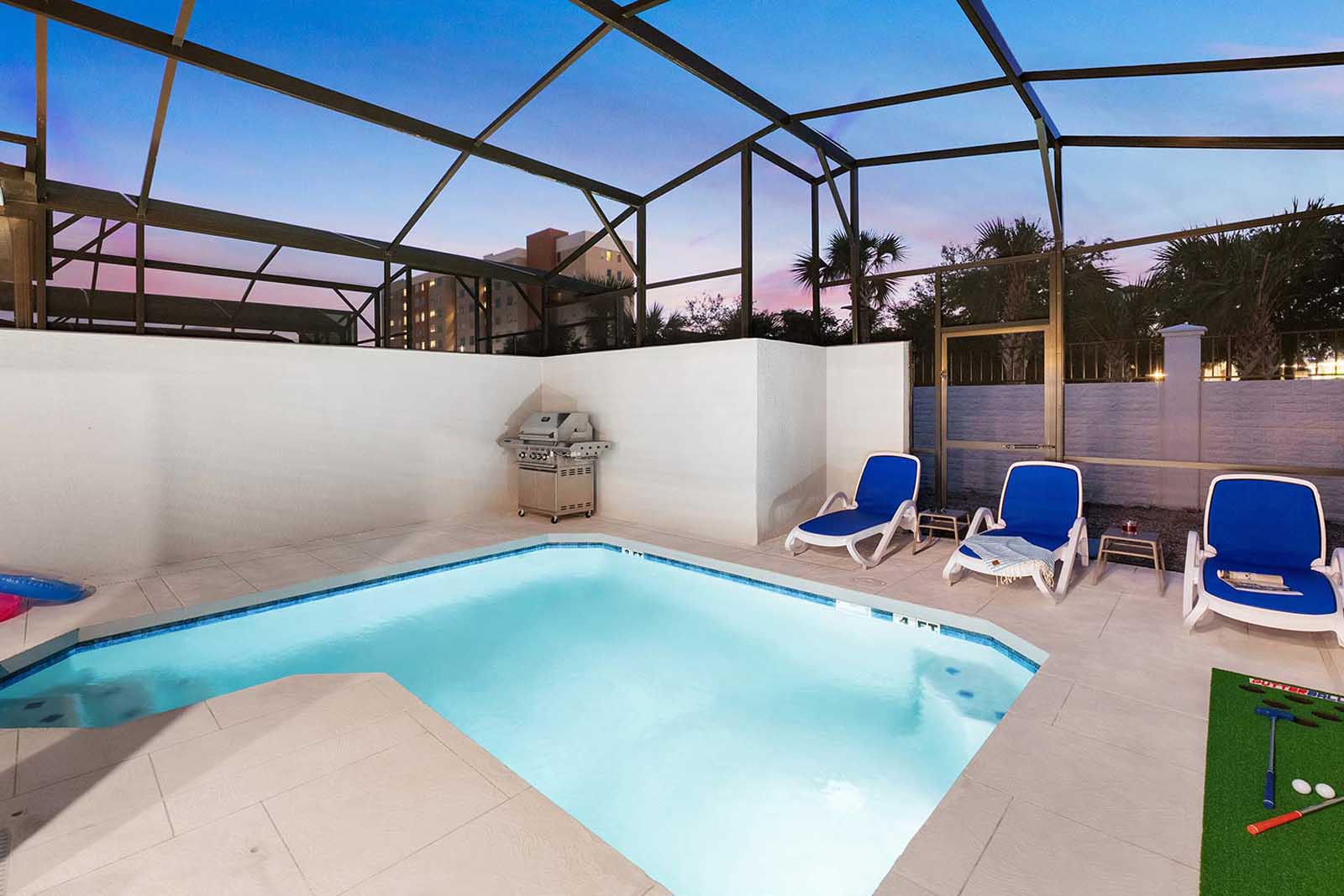 Private Pool & Patio at Twilight