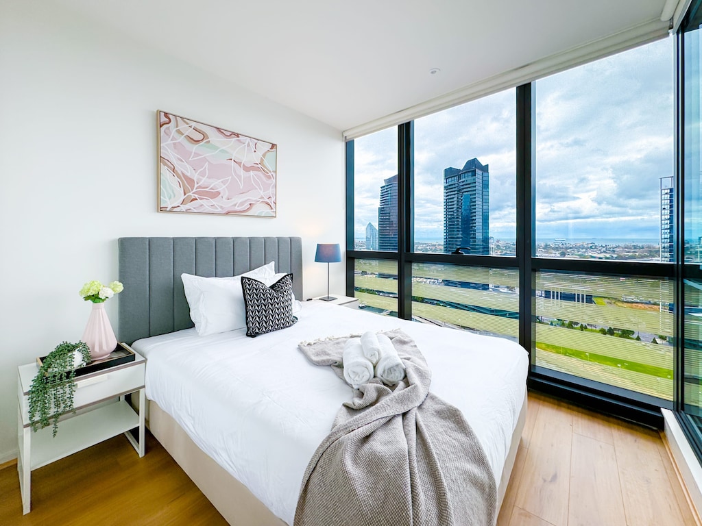 master bedroom with wardrobe and private bathroom