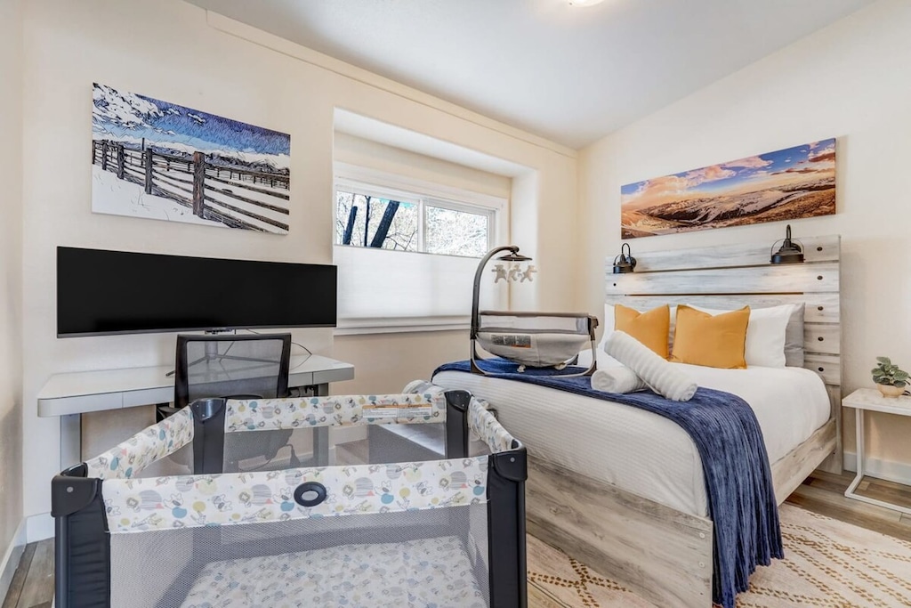 Equipped with a pack n play and baby swing, enjoy leaving the bulky items at home!