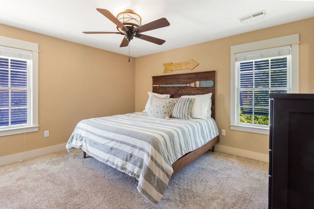 The King Master Bedroom with a Full Bathroom is perfect for relaxing after a day at the beach.