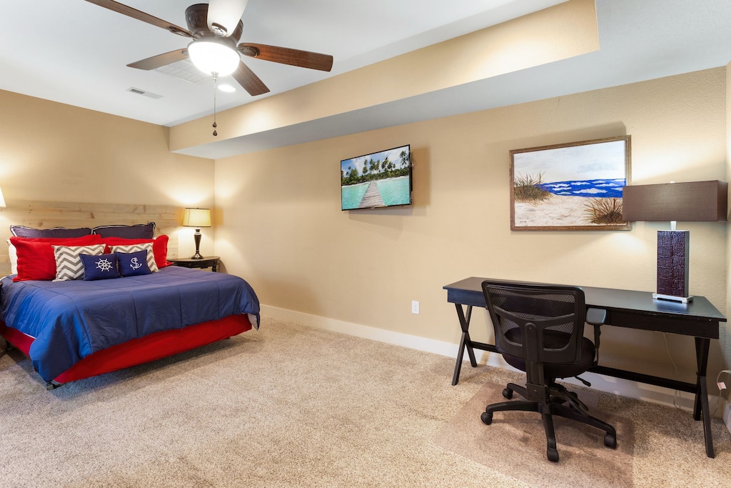 For a little extra privacy, the Ground Level offers peace and quiet with a Queen Bed for your own relaxation space.