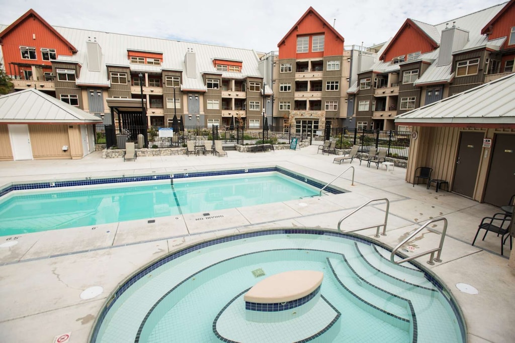 Complex pool and hot tub
