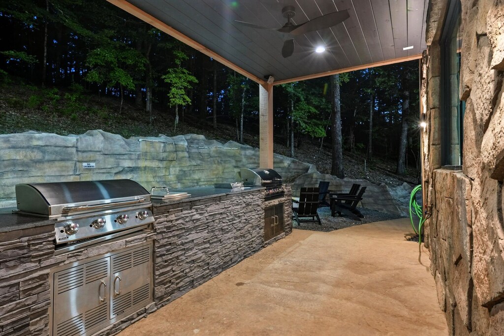 Grill with propane hardwired