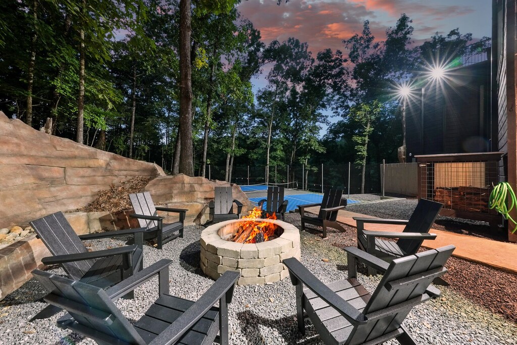 Fire pit with firewood provided