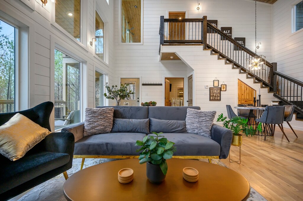 Living room offers multiple seating spaces