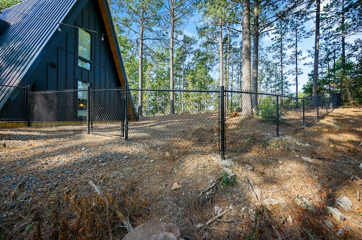 One of the few cabins with a fenced yard