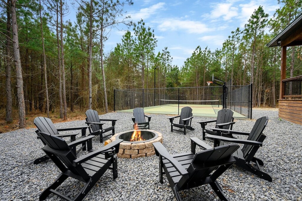 Roast marshmallows and hot dogs over the fire