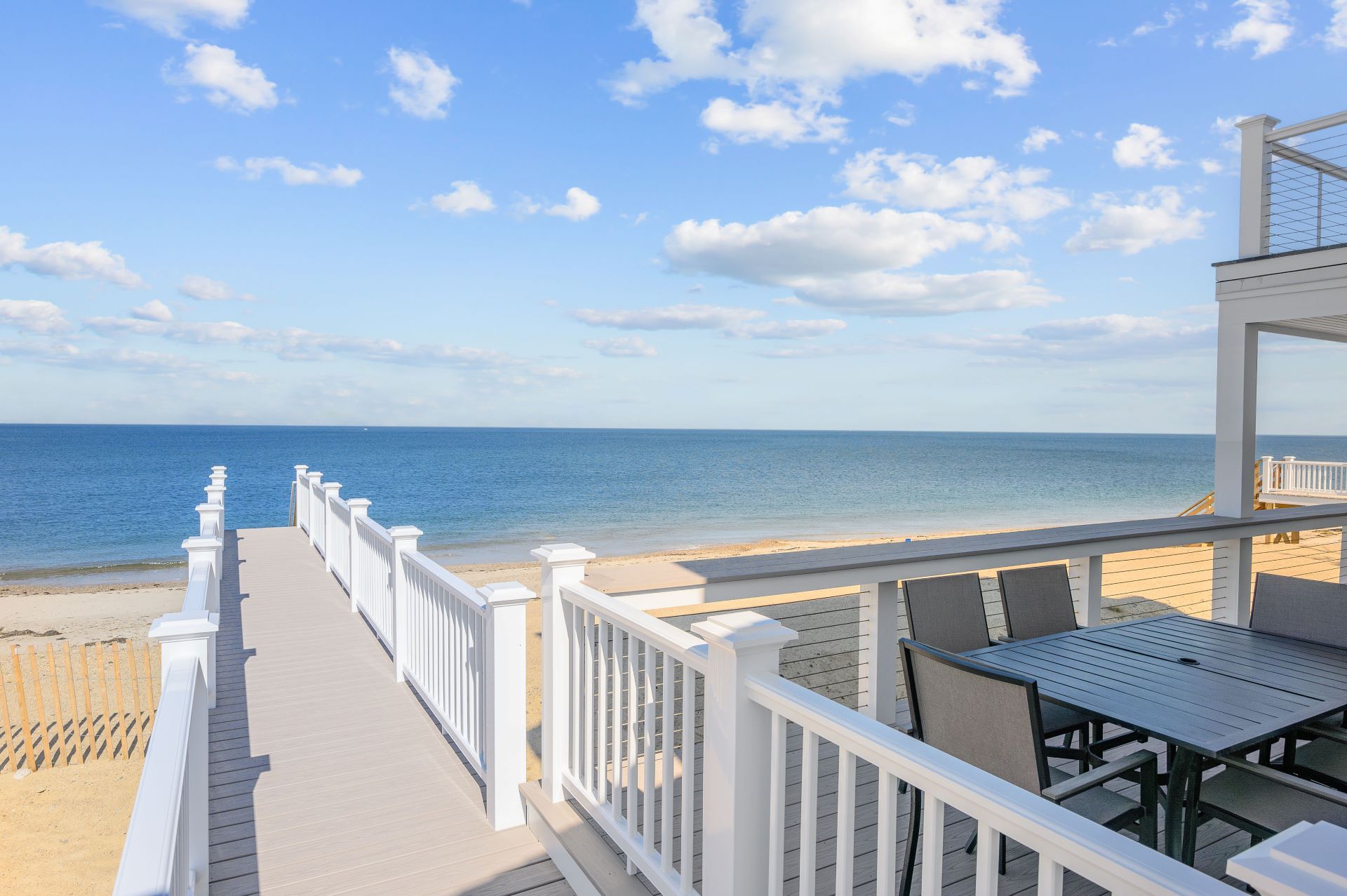 Private staircase to beach