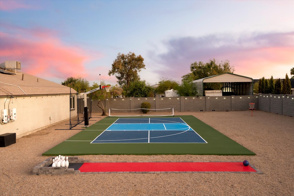 Hit the lanes with our outdoor bowling game and shoot some hoops on our basketball court—double the fun and excitement!