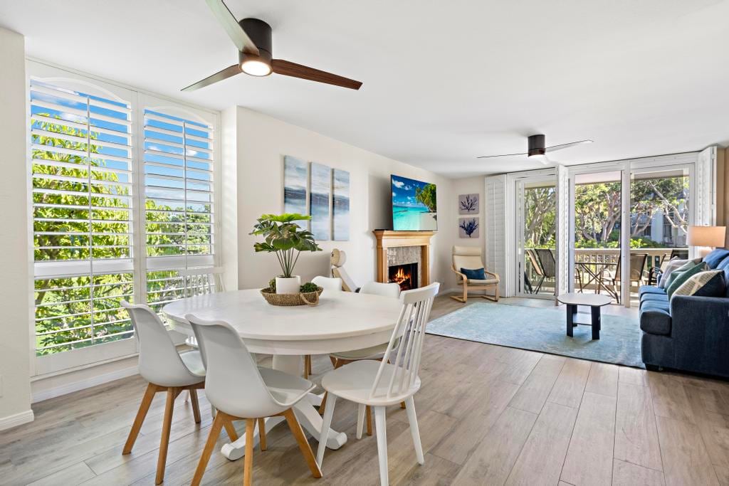 Plenty of open space in the living room and dining space.