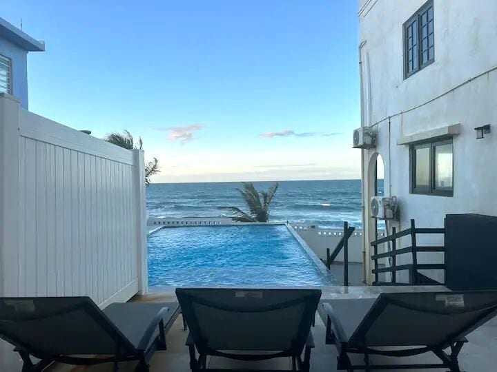 Views of the ocean for miles are what you will experience at our oceanfront private residence with three separate living quarters and a private pool.