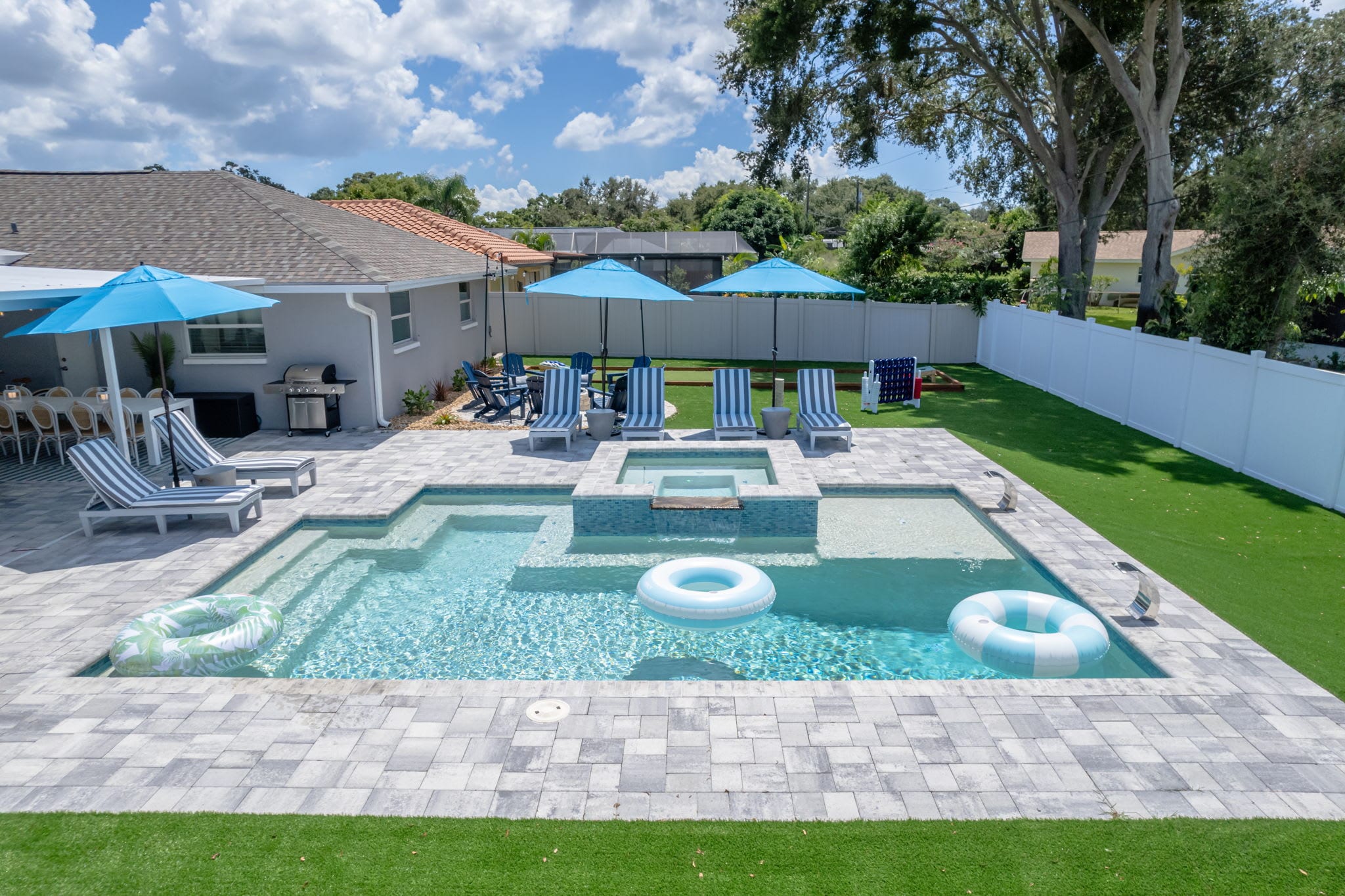 Splash and relax—floaties are available in our sparkling pool for the ultimate poolside experience