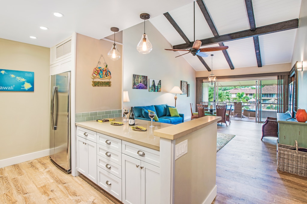 The kitchen at Maui Kaanapali Villas 292 combines island charm with modern style and function.