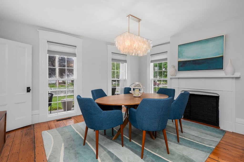 Dining Room with original non-working fireplace.