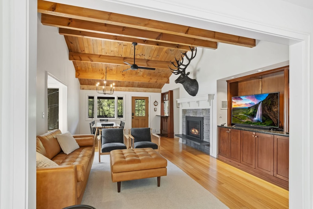 Cozy Living Room with Gas Fireplace and Smart TV