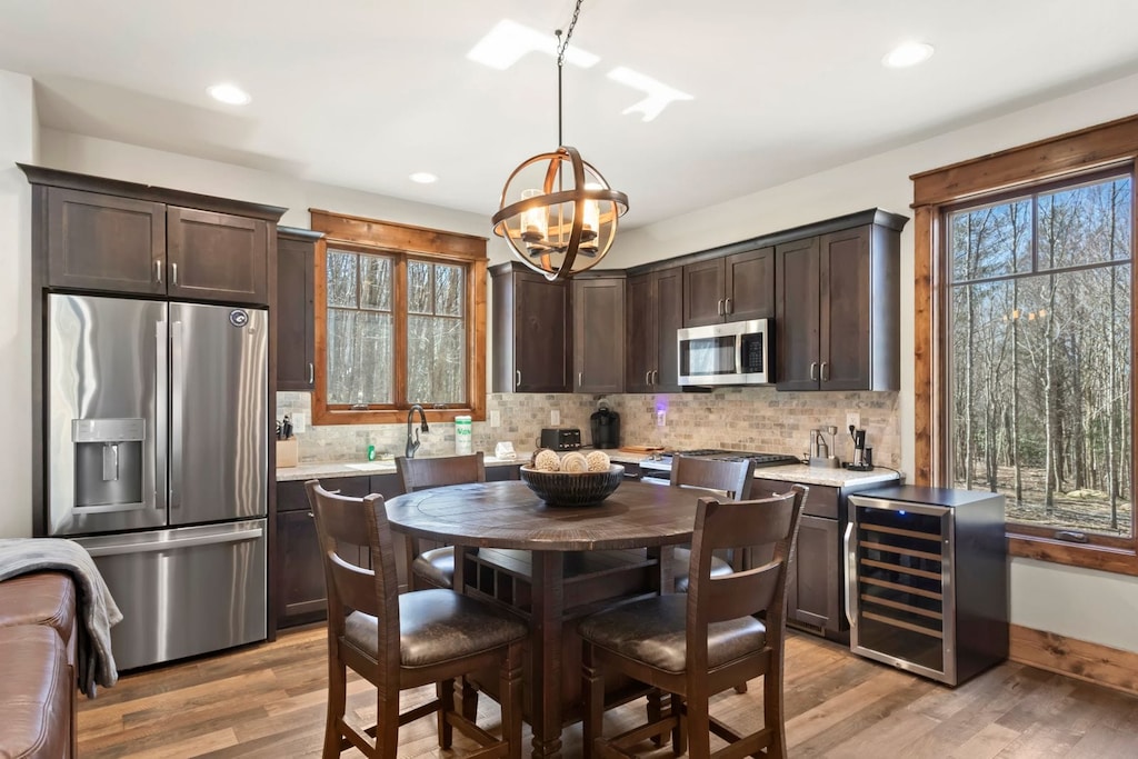 Kitchen and Dining Adjacent to the Living Room