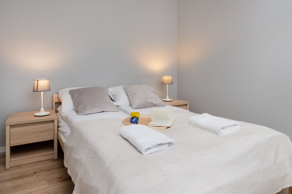 Cozy bedroom in the apartment. 