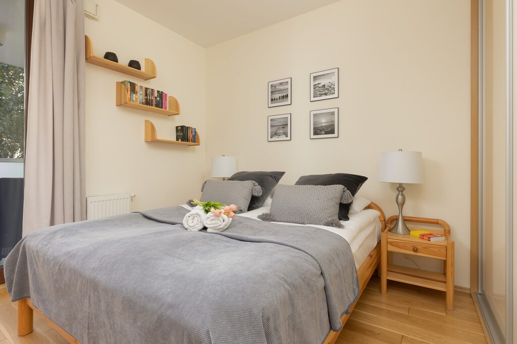 Cozy bedroom in the apartment. 