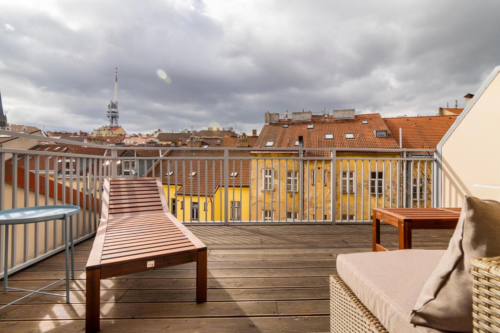 Property Image 1 - Žižkov • Terrace • View of the Žižkov Tower • Workspace