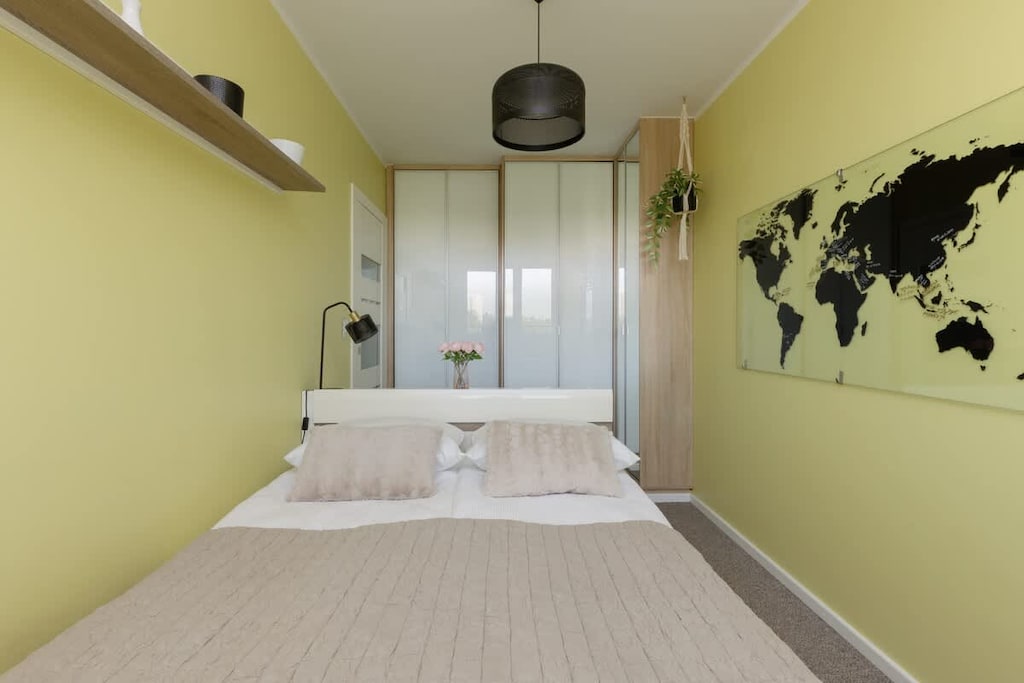 Cozy bedroom in the apartment. 