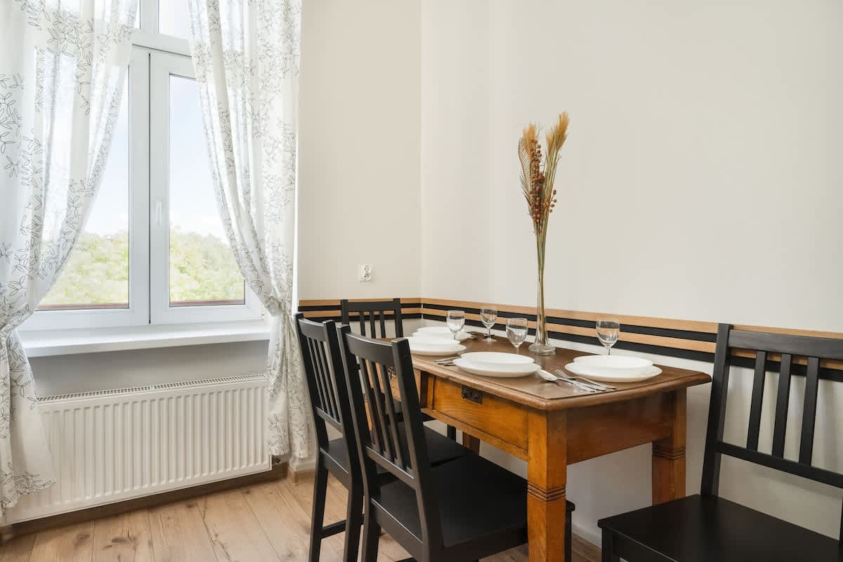 Kitchen with dining table.