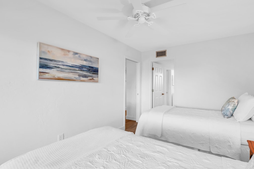 There are 2 twin beds in the second bedroom