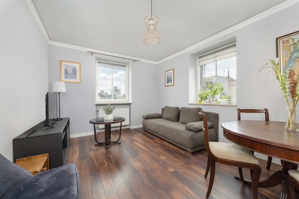 Bedroom with television.